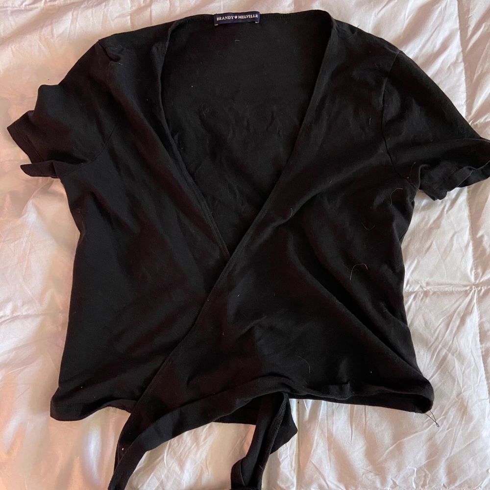 Brandy Melville black tie front top